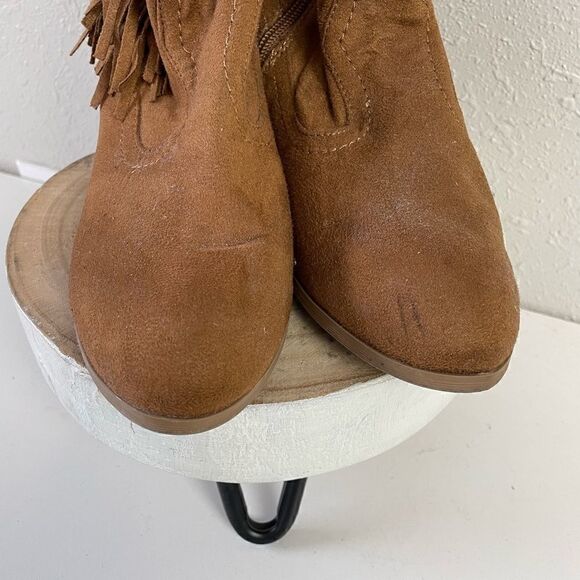 Pre-Owed Brash Brown Ankle Boots Bootie with Fringe Woman, Size 7 Boho - Picture 5 of 8